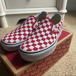 RED PLATFORM CHECKERBOARD VANS